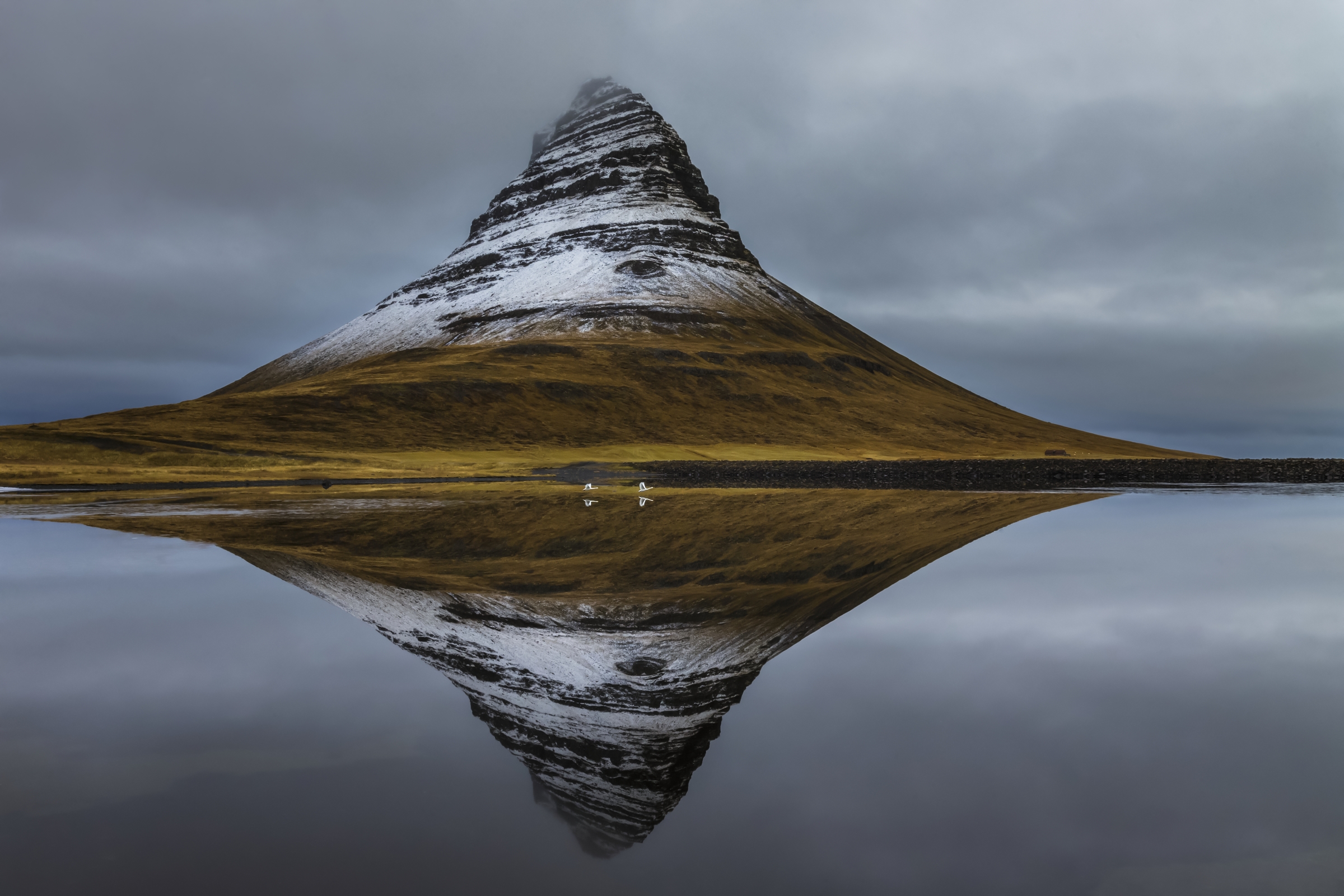 Kirkjufell and Whooper swans, Vesturland, Iceland Art Wolfe