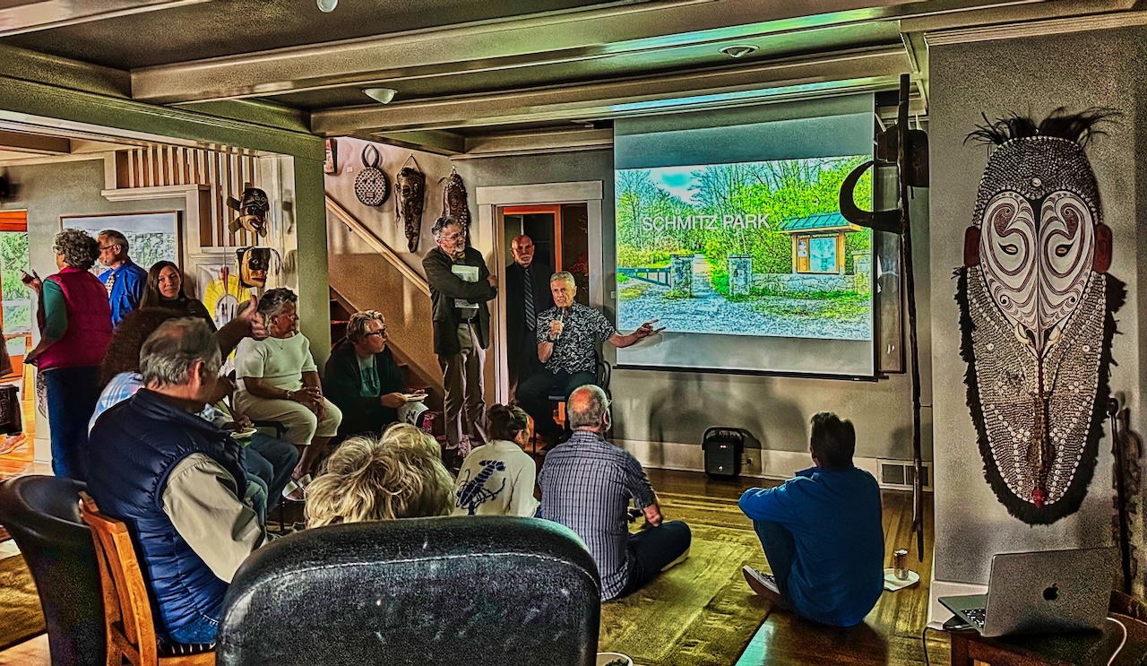 the Restore Project meets at Photographer Art Wolfe's West Seattle Home for their inaugural meeting in their effort to bring Salmon back to the creek at Schmitz Park. 