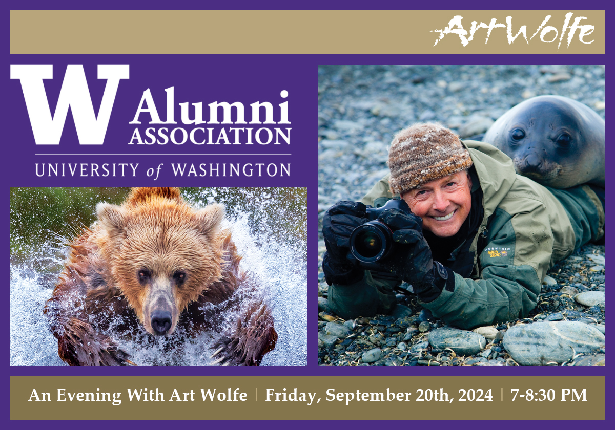 La Asociación de Antiguos Alumnos de la Universidad de Washington presenta An Evening With Art Wolfe el viernes 20 de septiembre de 2024 de 7 a 8:30 p.m.